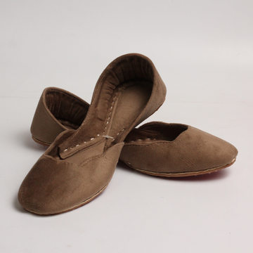 Camel Brown Velvet Khussa – Elegant & Handmade Comfort For Women